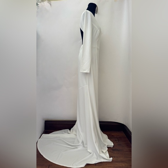 Lulus Eloquent Endearment White Long Sleeve Backless Long Maxi Dress, L, NWT - Picture 7 of 16